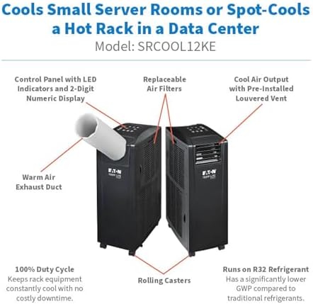Tripp Lite Eaton Tripp Lite SRCOOL12KE Spot Cooler Air Conditioner for Server Racks and Network Closets, 13,000 BTU (3.8kW), 120V, High Efficiency, Portable Self-Contained AC Unit