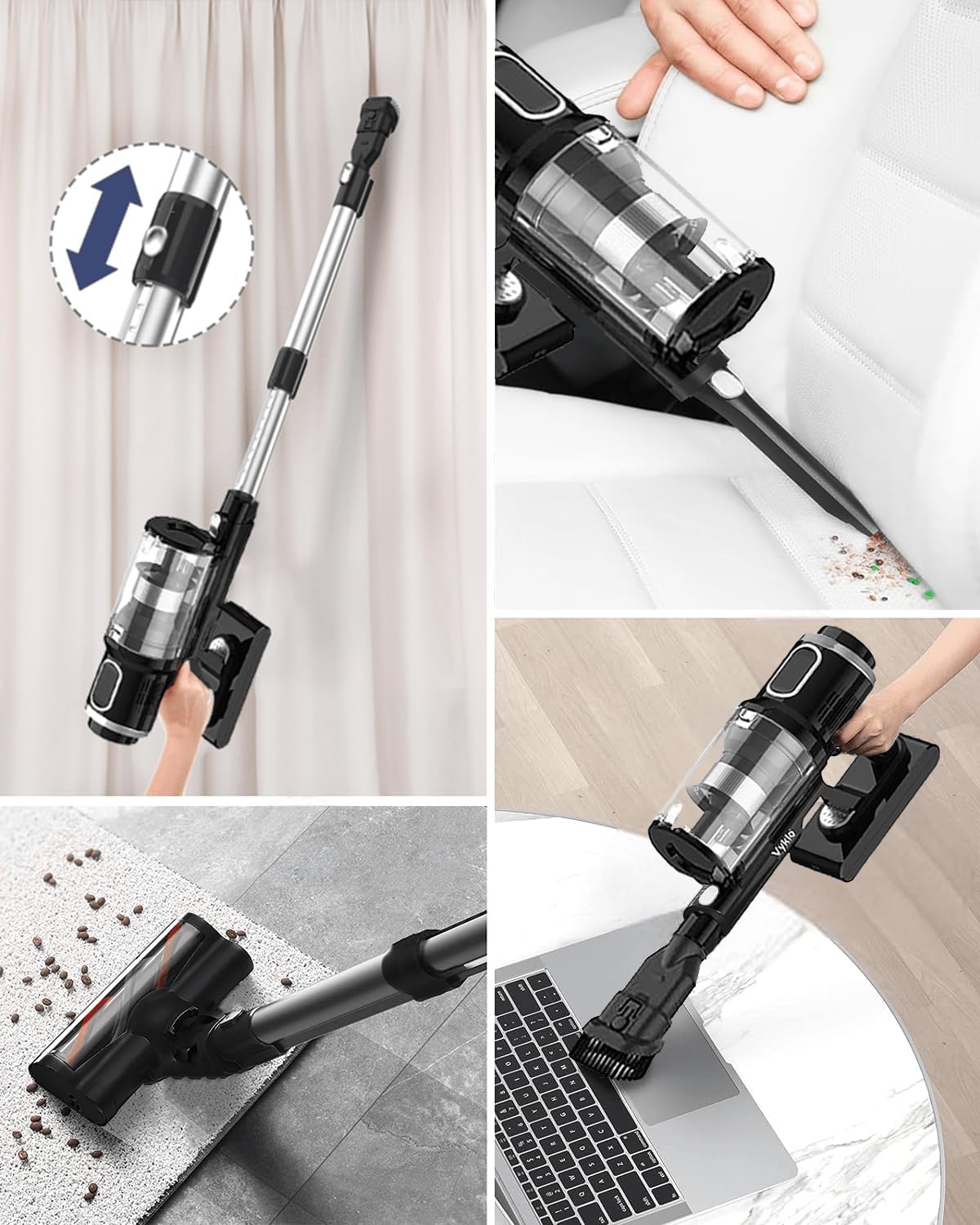 V12 Cordless Vacuum Cleaner, 400W 65Mins Cordless Stick Vacuum Powerful Suction, LED Touch Display, Rechargeable Wireless Handheld Lightweight Vacuum for Home, Hard Floors, Carpet, Car, Pet Hair