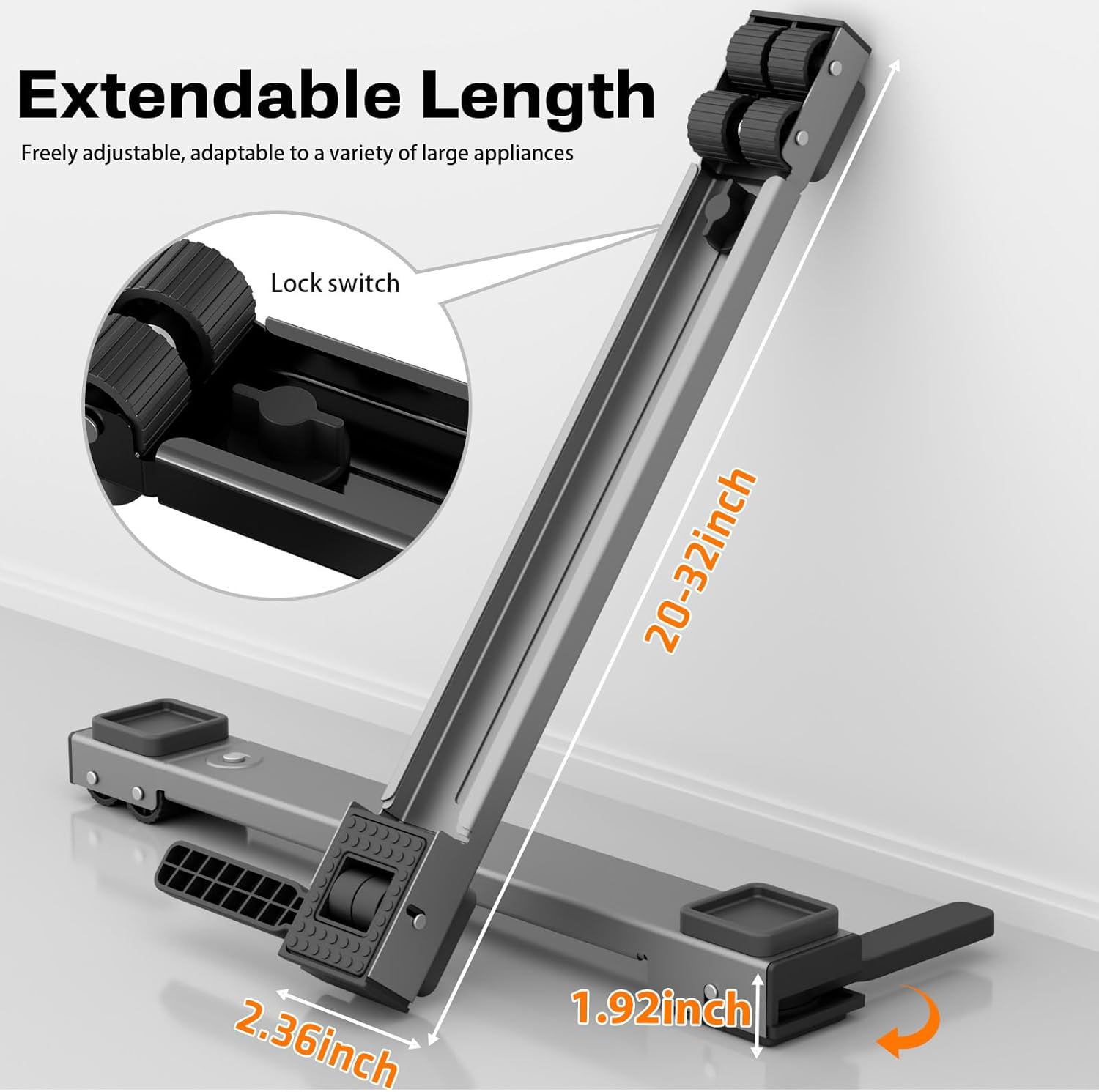 Appliance Rollers Heavy Duty,Newest Extendable Appliance Sliders,Liftable Washing Machine Base,Easily Move Washer and Dryer Machines,Refrigerators,Furniture-Grey