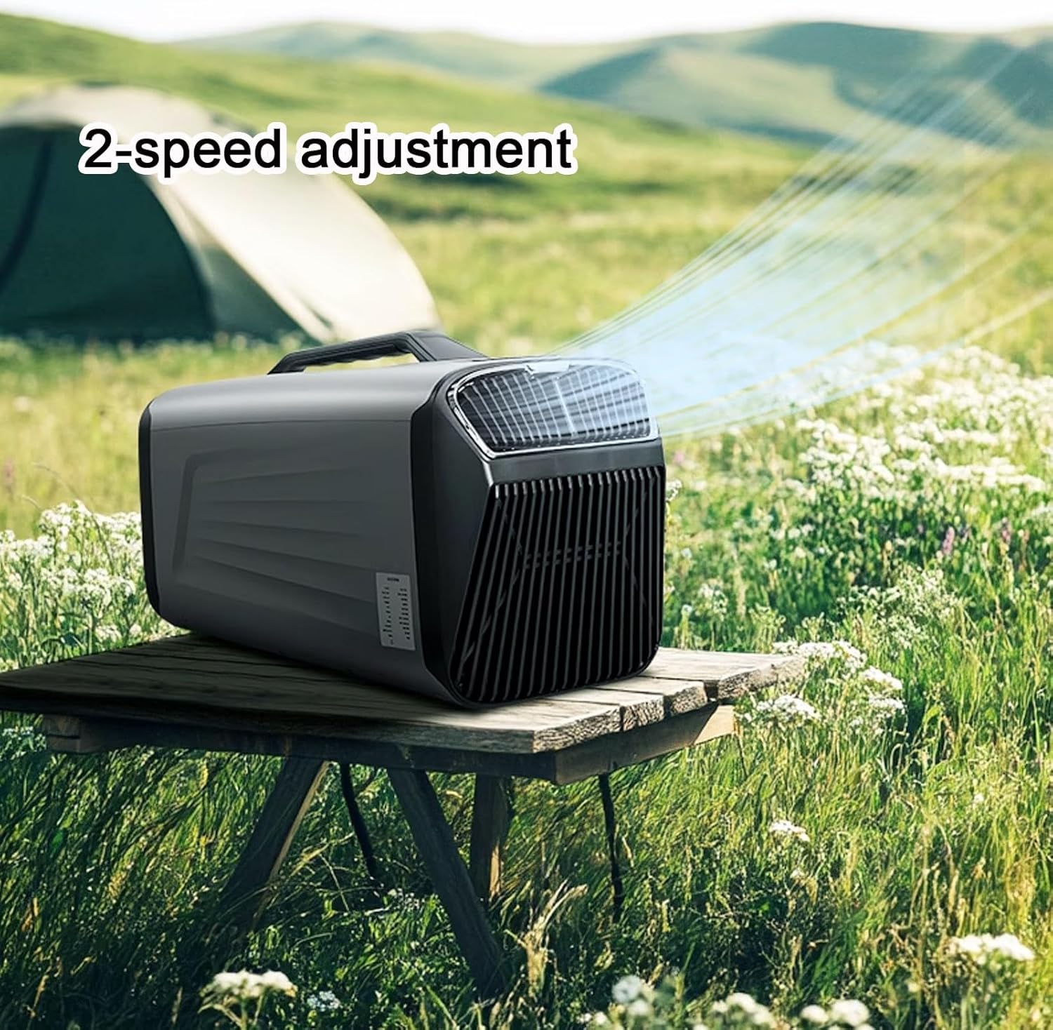 Portable Air Conditioners for Camping Outdoor Use Drainage Free Cooling 2 Speeds Timed Shutoff Auto Oscillation Air Cooler with Remote Control for Indoor Room and Tent(Silver)