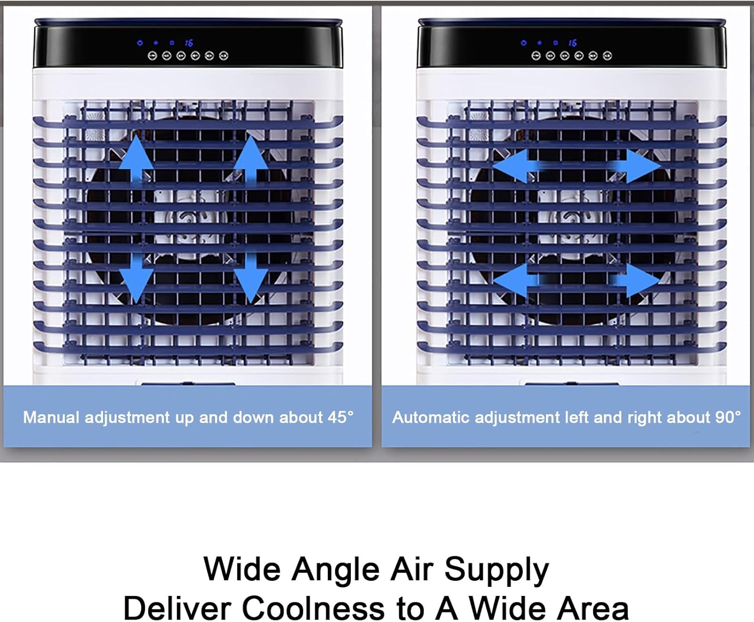 Powerful Swamp Cooler, Portable Air Conditioners, Indoor Evaporative Air Cooler, Swing Mode, Remote Included, 4 Caster Wheels