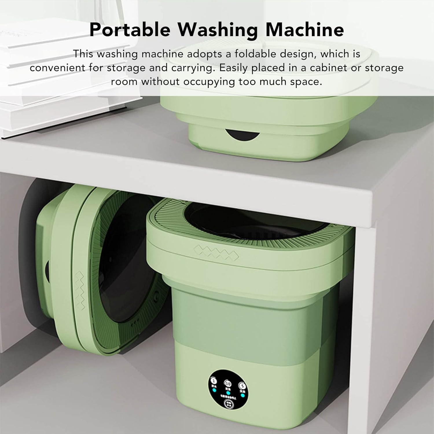 Portable Washing Machine, 6.5L Foldable Mini Washing Machine, Small Automatic Portable Washer with Water Tube, Spin Dry, Suitable for Apartments, Dormitories, Camping, Travel ()