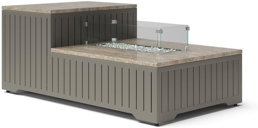 RST Brands Portofino Comfort 56x31 Stone Fire Pit Table - Gray