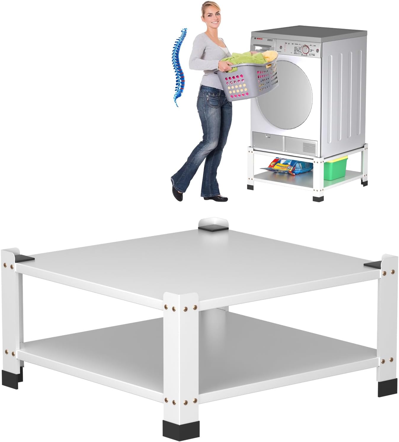Laundry Pedestal,Heavy Duty Steel Washer And Dryer Stand,28 in Wide,14 in Height,Universal Washing Machine Raiser,Washing Machine Base Stand Dryer Base Platform,800 LBS Capacity (White-1PACK)
