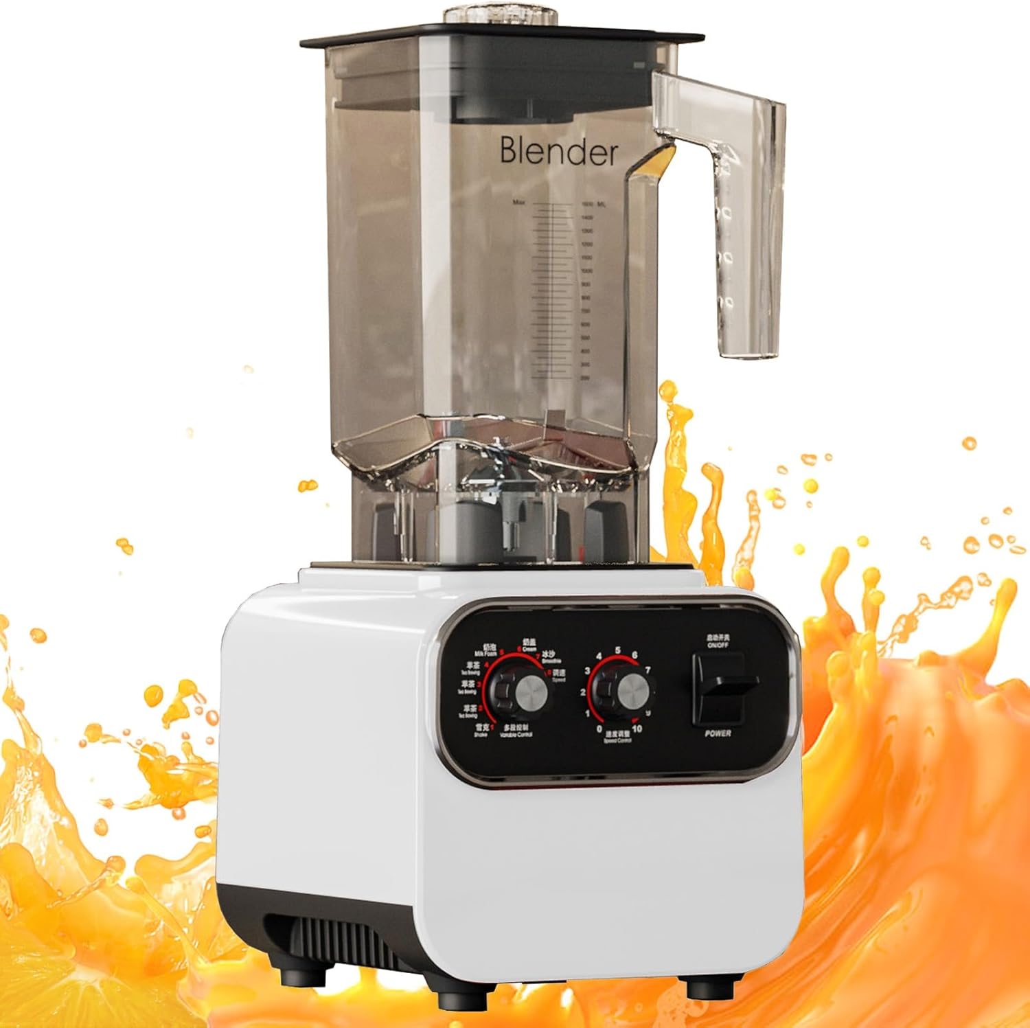 Ice Smoothies Fruit Food Processor Powerful 1600W Blender Heavy Juicer 10 Speed Mixer Professional Commercial Grade Blenders (Color : White, Size : 220V)