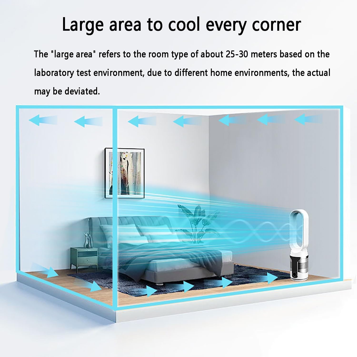 Bladeless Cooling Fan, Tower Fan ,Oscillating Pedestal Fan with Remote Control, 10 Speeds, 9H Timer,Air circulation, cold and warm, can be used all year round, for Indoor Home Bedroom Office Room(Gold