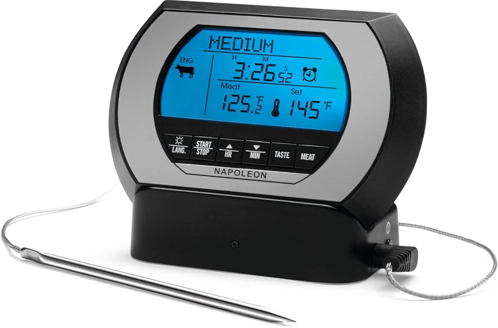 Napoleon BBQ Grill Accessory - PRO Wireless Digital Thermometer - 70006 - Wireless Meat and Food Thermometer, 200 Foot Range, Multi-Language, Stainless Steel Probe