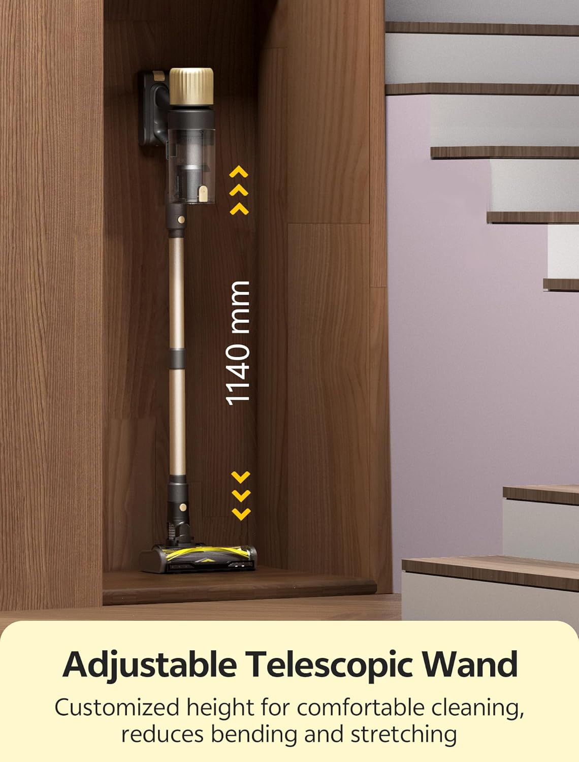Ultenic Cordless Vacuum Cleaner, 550W 50KPA 65min Runtime, Stick Vacuum with Green Light, Self-Standing & 180° Lay-Flat, Anti-Tangled Brush, Vacuum Cleaners for Home/Hard Floor/Carpet/Pet Hair, U15