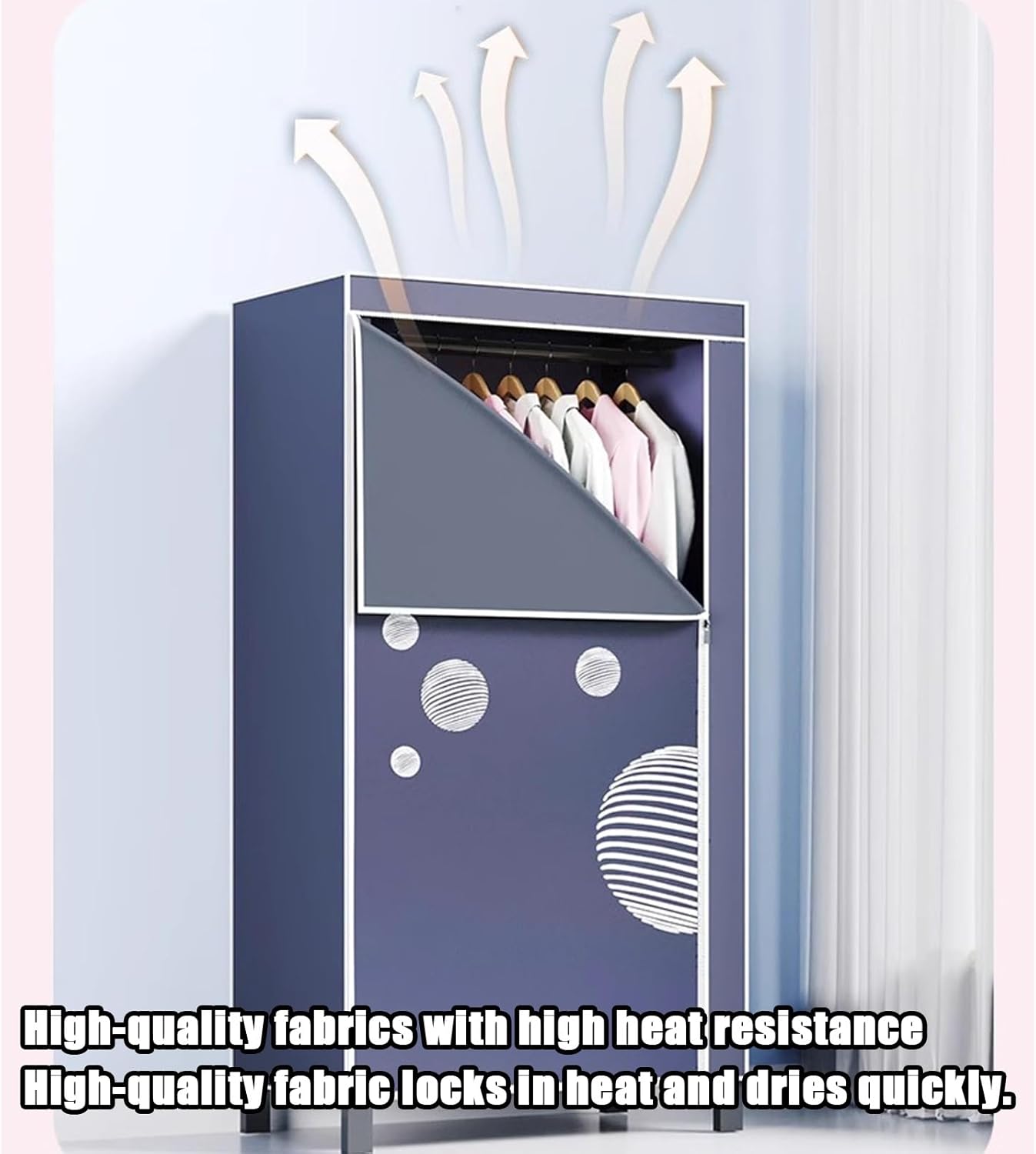 1500 Watt Warm Air Drying Wardrobe, Foldable Electric Heated Drying Rack (Rotating Button with Timer), Double Tier Home Dryer, Fast Drying, For Homes, Apartments, Laundries & Dormitories(Line Ball)