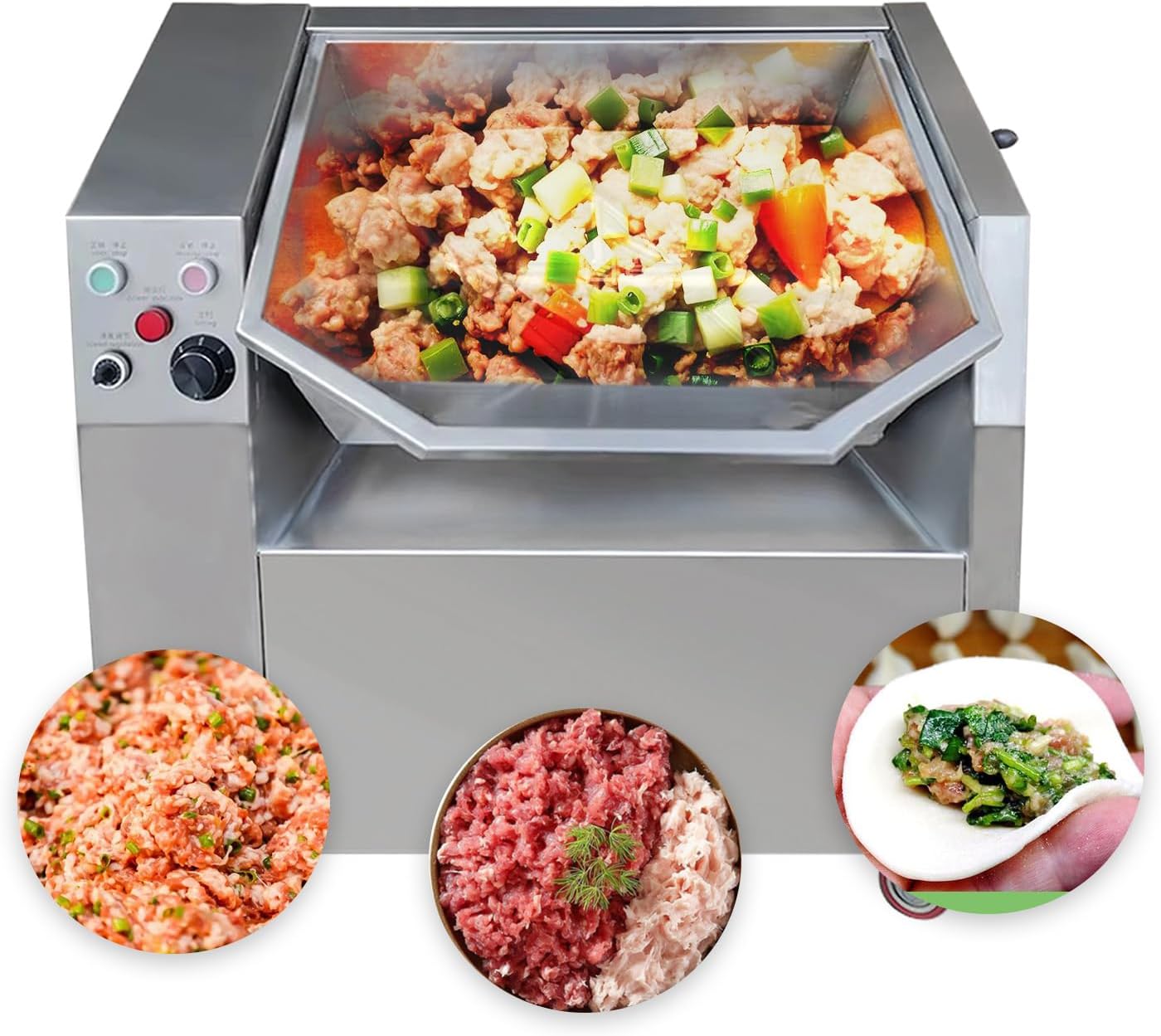 Commercial Dough Kneading Machine,Meat Mixer Blender With 50L Tank,Dough Mixer Adjustable Speed,2 Stirring Rods,1 for Dough Mixer,1 for Meat Mixer,Capacity:55Lb/H