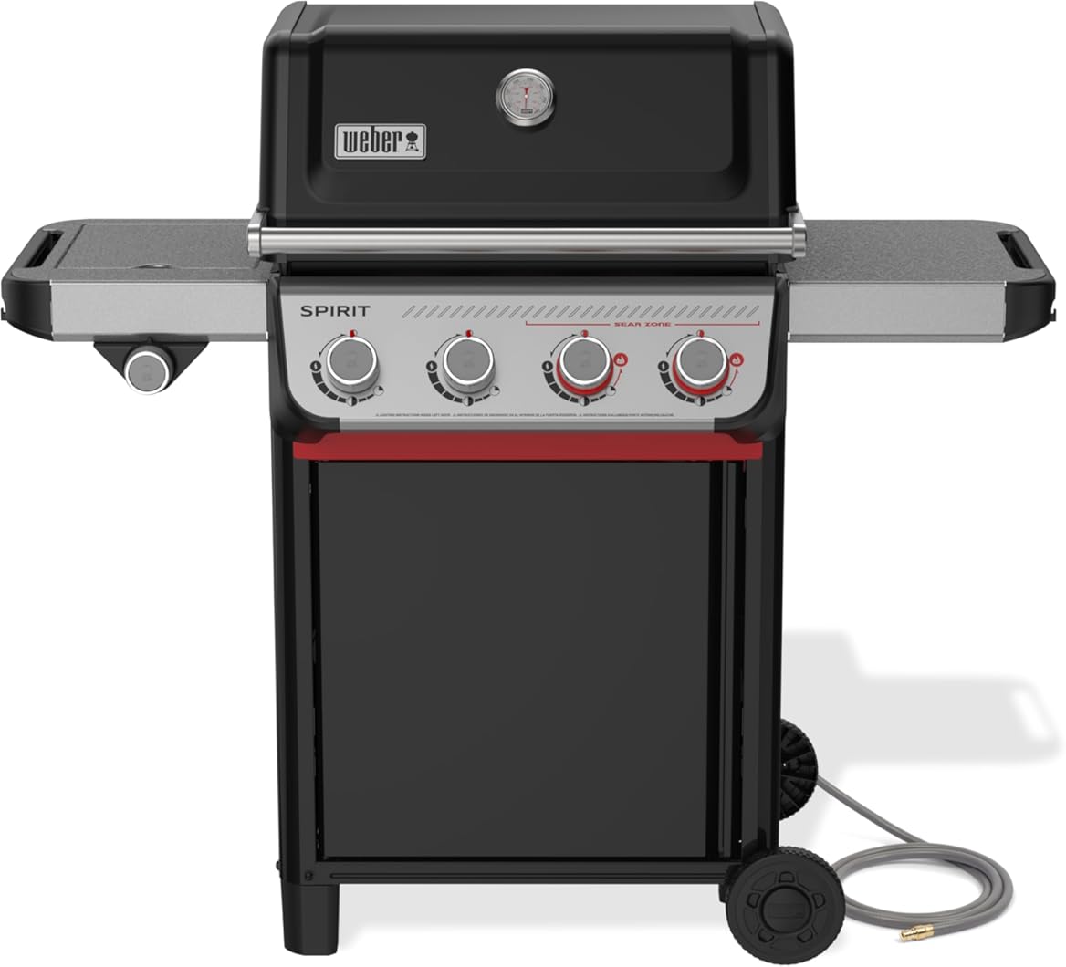 Weber Spirit E-435 Natural Gas Grill for Outdoor Cooking, 4 Burners and 1 Side Burner, Black