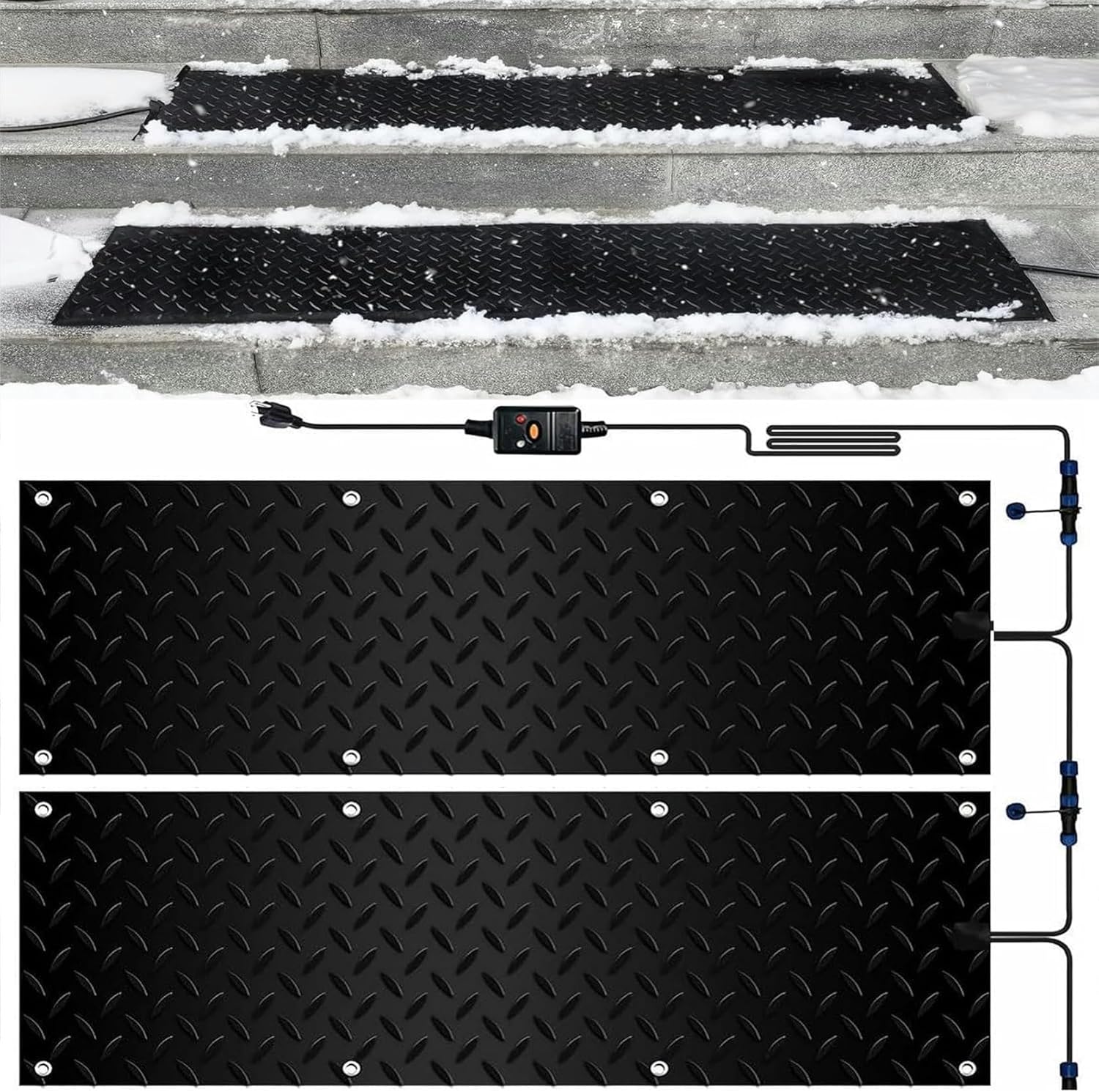 AMNOOL Snow Melting Walkway Mat Roof Heat Panel for Ice Dams Non Slip Rubber Heated Mat Black Roof Heated Outdoor Mats for Winter