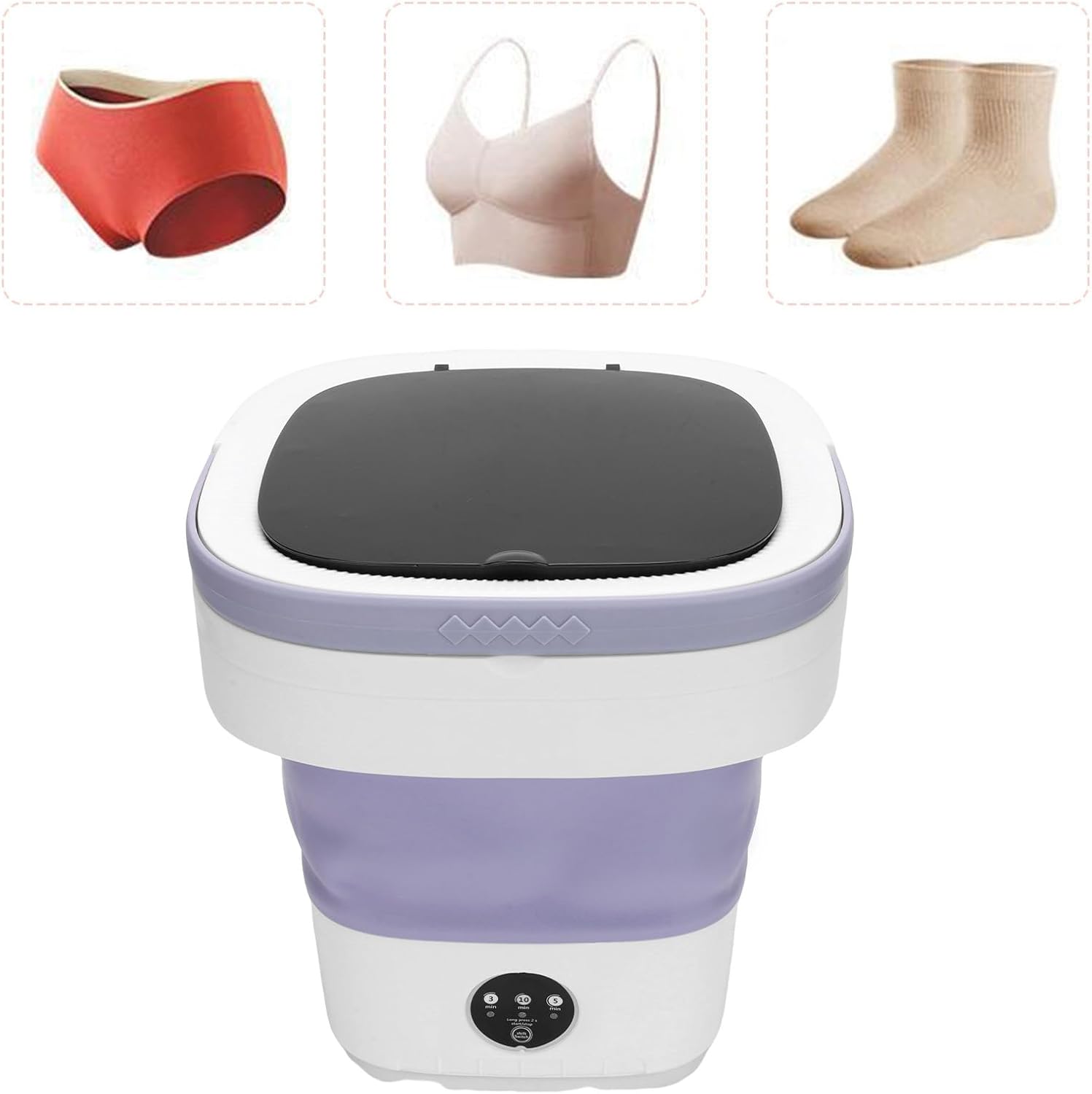 TOPINCN Portable Mini Washing Machine, Foldable Laundry Machine Small Machine for Travel Camping Dorms RVs Apartments Baby Clothes (Purple)