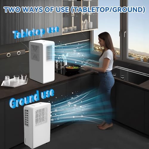 Portable Air Conditioners No Window, 1800BTU Windowless AC Unit for Bedroom, 38/44dB(A) Quiet, Multi-function Mode, No Drain and No Vent, Smart Air Conditioner Ventless for Room/Indoor