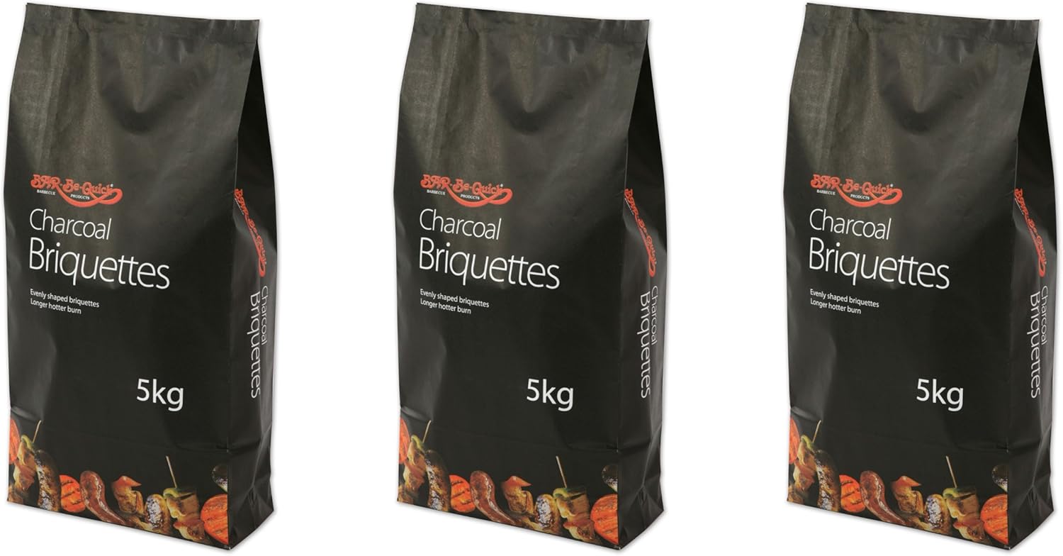 Holland Plastics Original Brand 3 X Bar Be Quick Charcoal Burning Quality Briquettes for A Hotter Burn 5 Kg