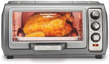 Hamilton Beach 6 Slice Convection Toaster Oven With Easy Reach Roll-Top Door, Bake, Broil & Toast Functions, Auto Shutoff, Silver (31123DA)