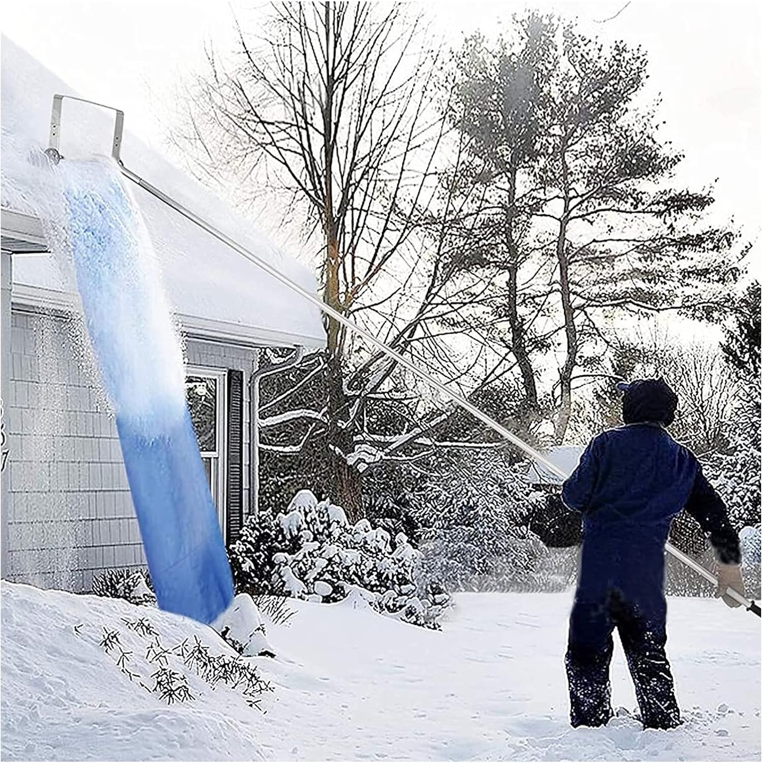 Snow Rake Aluminum Snow Roof Rake Roof Snow Removal Rake Tool,20-Foot with Telescoping Snow Roof Rake,Scratch-Free Great to Remove Snow Leaves Debris,Roof Snow Removal Tool