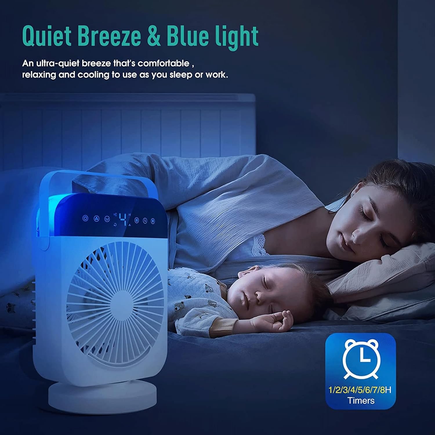 Portable Air Conditioner Fan,Small AC with Remote Control,4-in-1 Mini Air Cooling Fan,4 Wind Speeds Modes USB Desk Cooling Fan,Personal Air Conditioner Evaporative Air Cooler for Room/Office