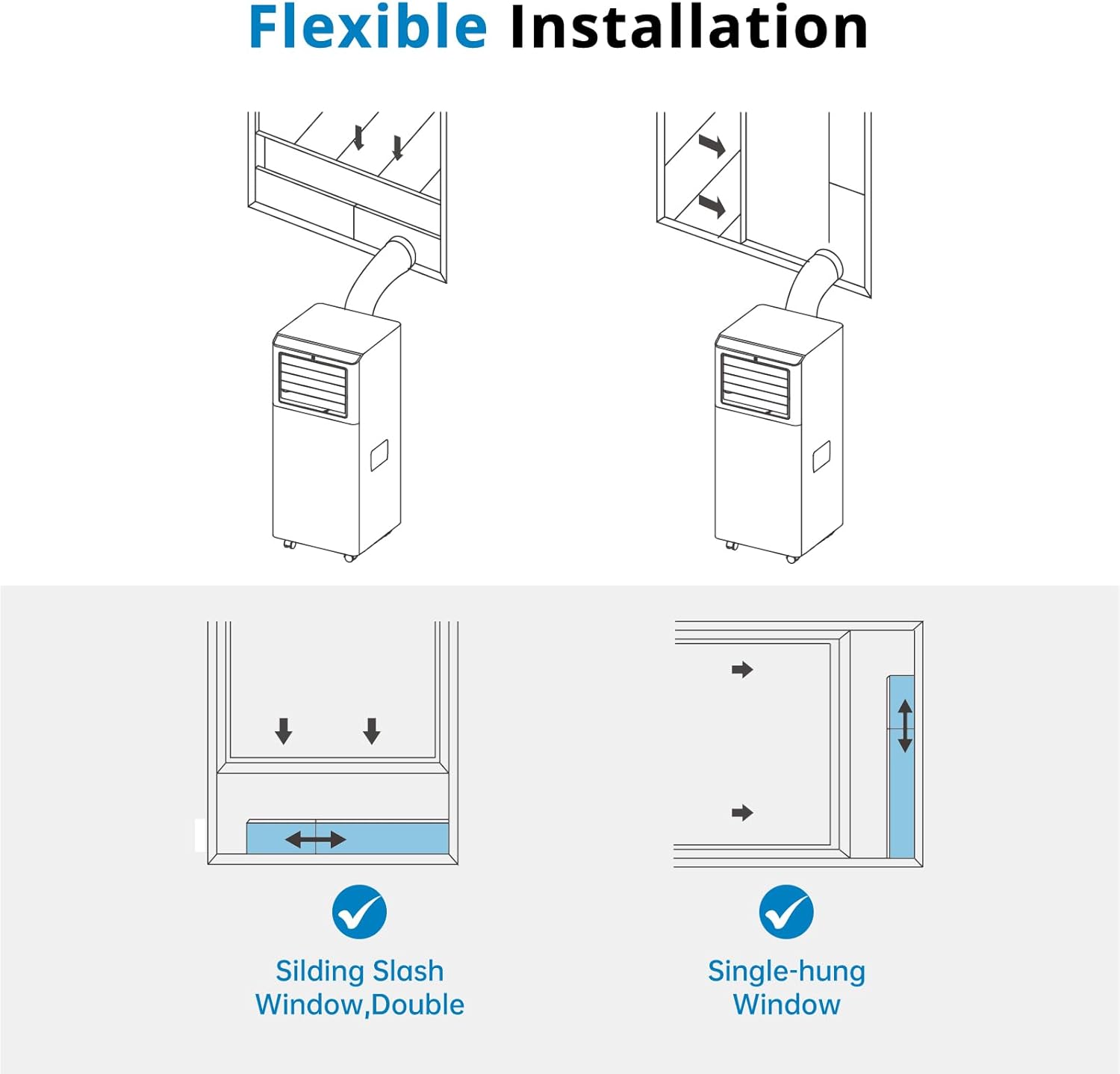 Portable Air Conditioner, 8000 BTU, Portable Ac Unit, Cools Up to 350 Sq.Ft, 3 In 1 Air Conditioner with Fan, Dehumidifier, Room Air Conditioner for Bedroom, Living Room, White