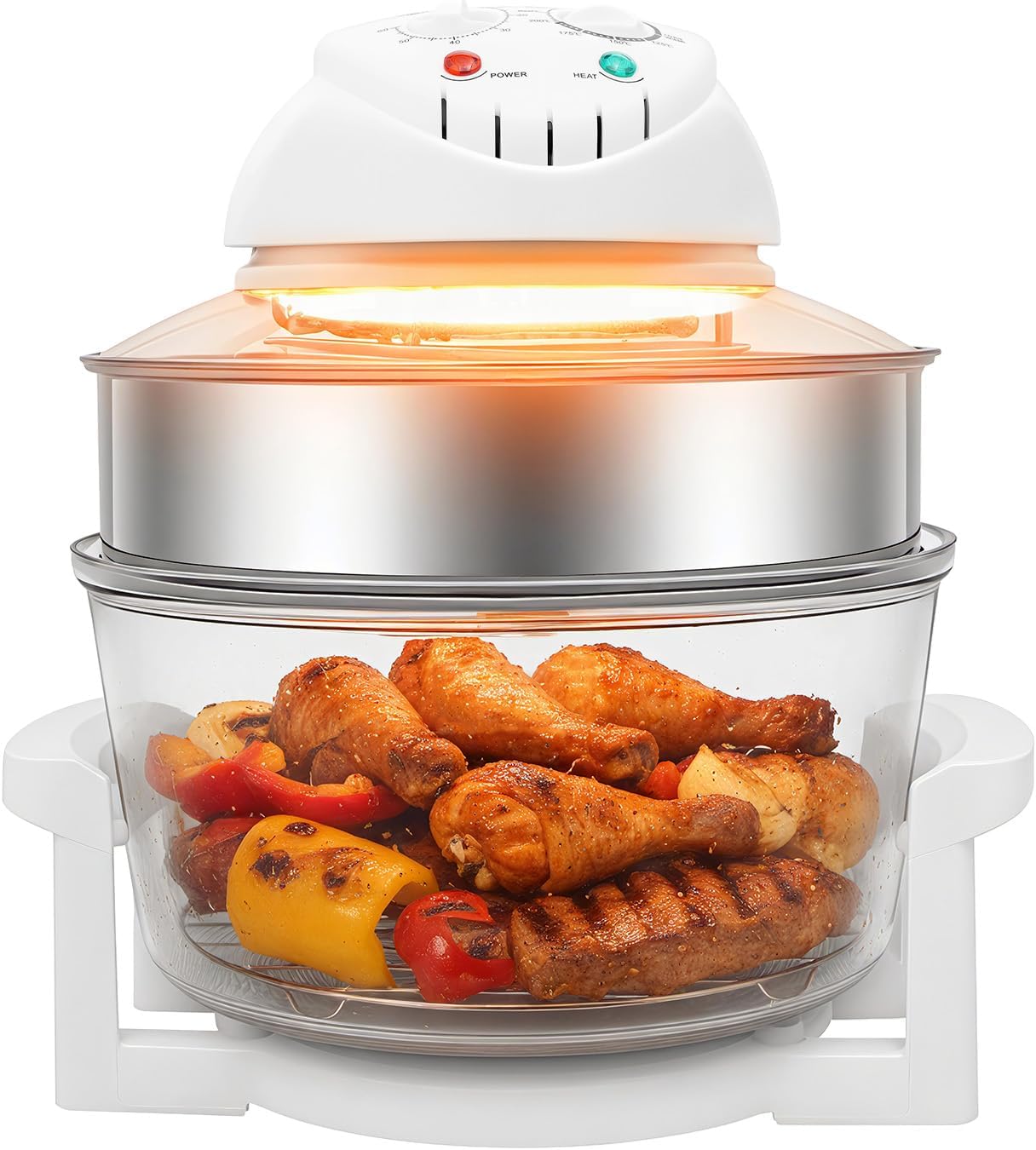 17.96Qt Extra Large Glass Turbo Air Fryer, 360° Viewable Airy Fryer with Expansion Ring, 1200W-1400W Electric Oven with Grill for Home Kitchens, Family Gatherings