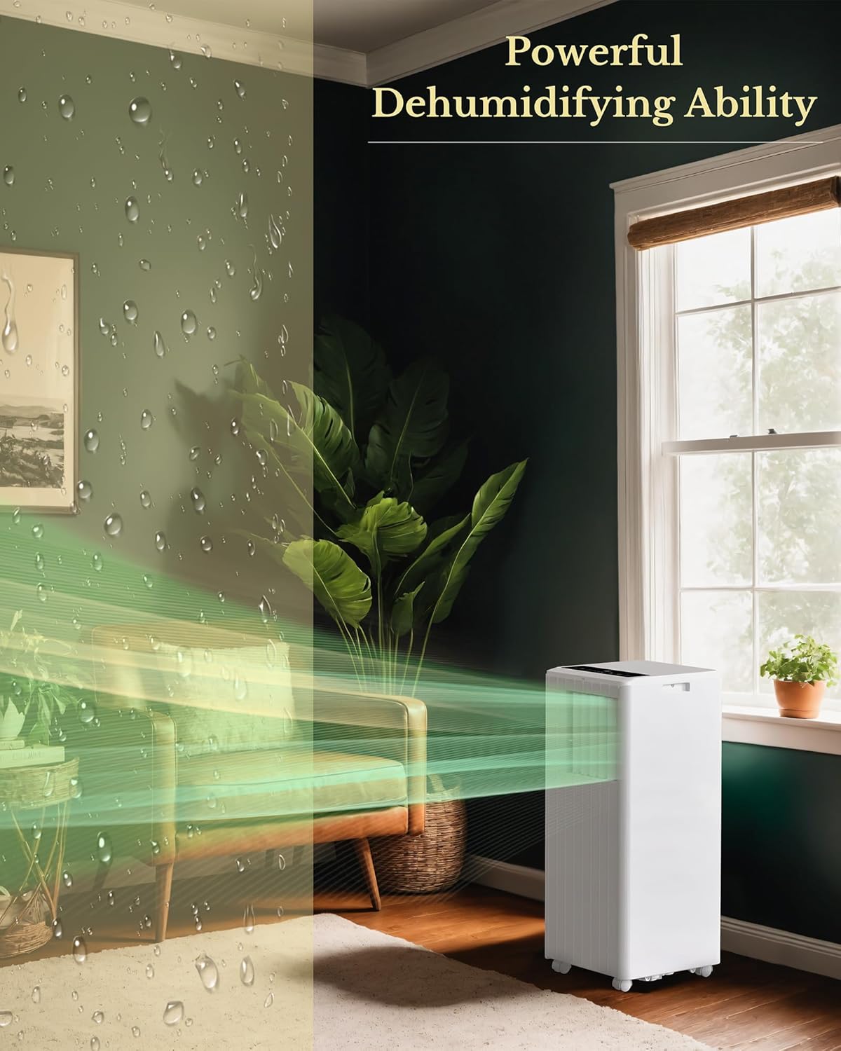 8000 BTU Portable Air Conditioner 3 in 1 with Remote Control & Dual Motors & Auto Swing & Sleep Mode,Dehumidifier & Fan Modes,Free Standing Cooling AC Unit For Home Up To 350 Sq.Ft,JHS,White