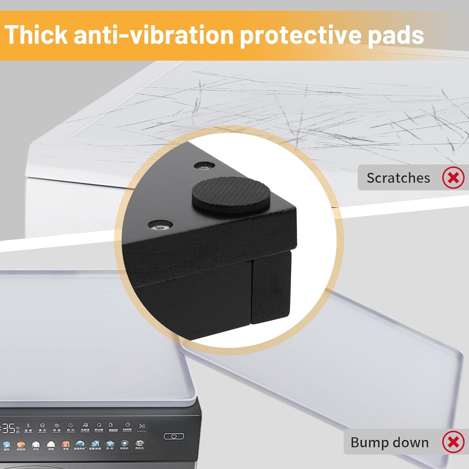 Washer Dryer Countertop, 100% Natural Wood, Laundry Countertop Over Washer and Dryer, Laundry Machine Topper for Front Loaders, Fits All Major Brands, Anti Vibration Pads, 54” x 27.5