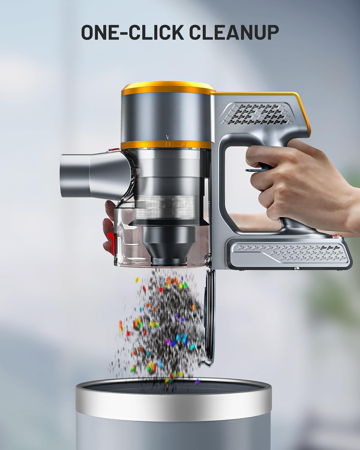 Cordless Vacuum Cleaner, 550W/45KPA 60Mins Runtime Vacuum Cleaners for Home with LED Display,Self-Standing Anti-Tangle Stick Vacuum Cleaner,1.5L Dust Cup Vacuum for Pet Hair, Carpet, Hard Floors