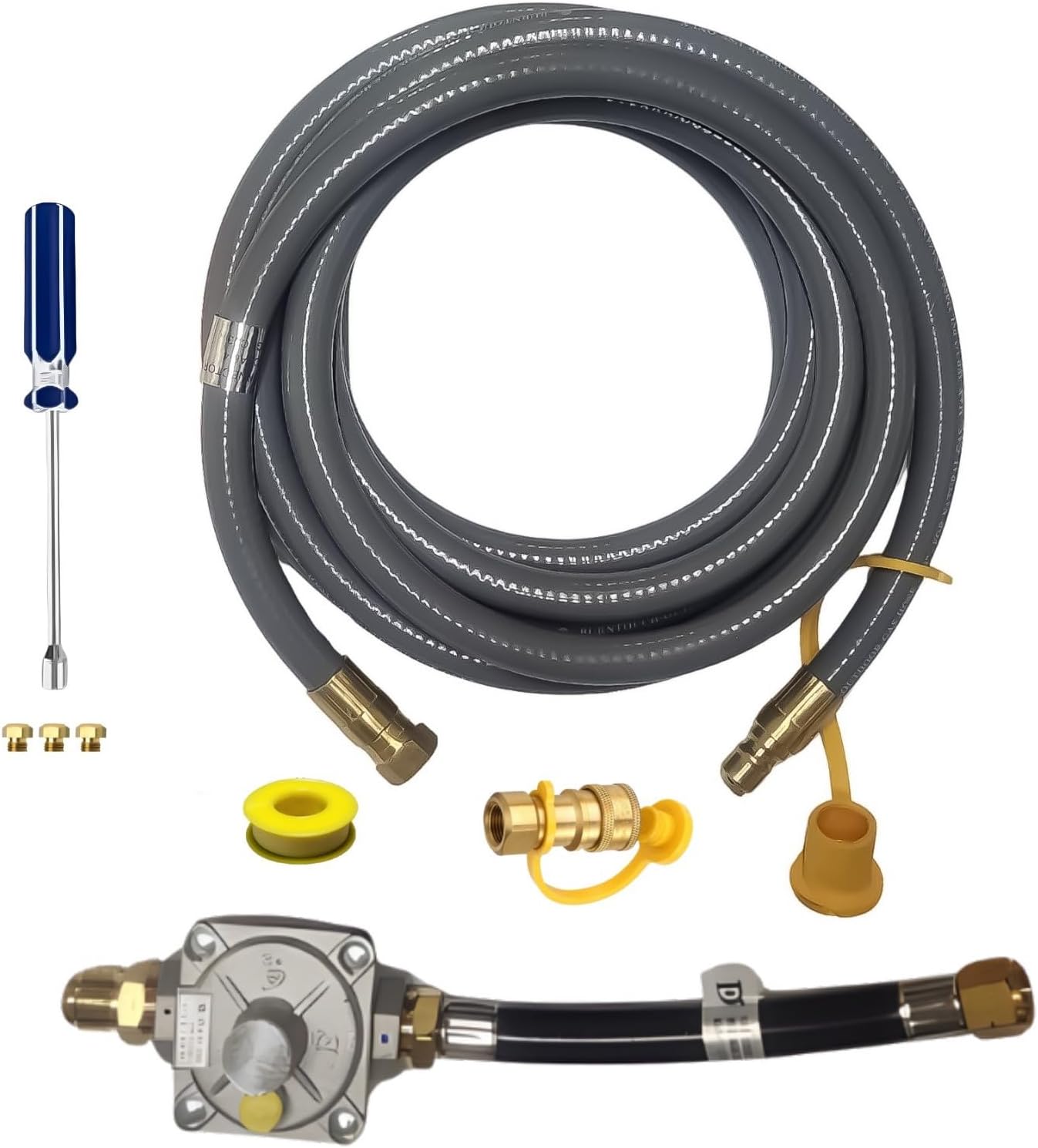CUSTOM Propane to Natural Gas Conversion Kit Fit for Weber Genesis 310 with NG Regulator, Orifice Kit (HAND-DRILLED Brass Orifices) - 10' Hose - Convert Your Grill from LP to Natural Gas-Easy Install!
