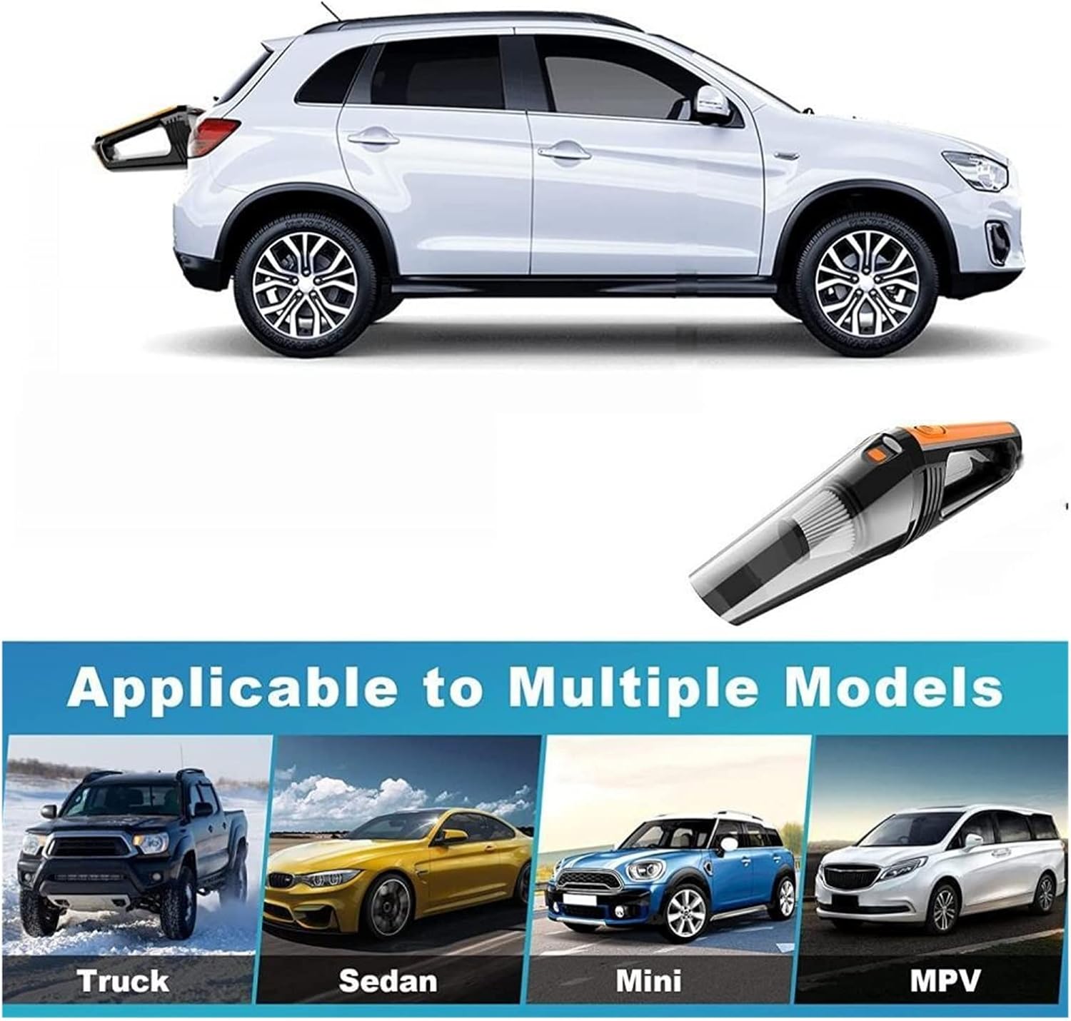 60000Pa Wireless Car Vacuum Cleaner Handheld Mini Light Weight Rechargeable Hand Vacuuming Cordless Powerful for Car Home Office (Color : VC003 W Bag 2 Filter)