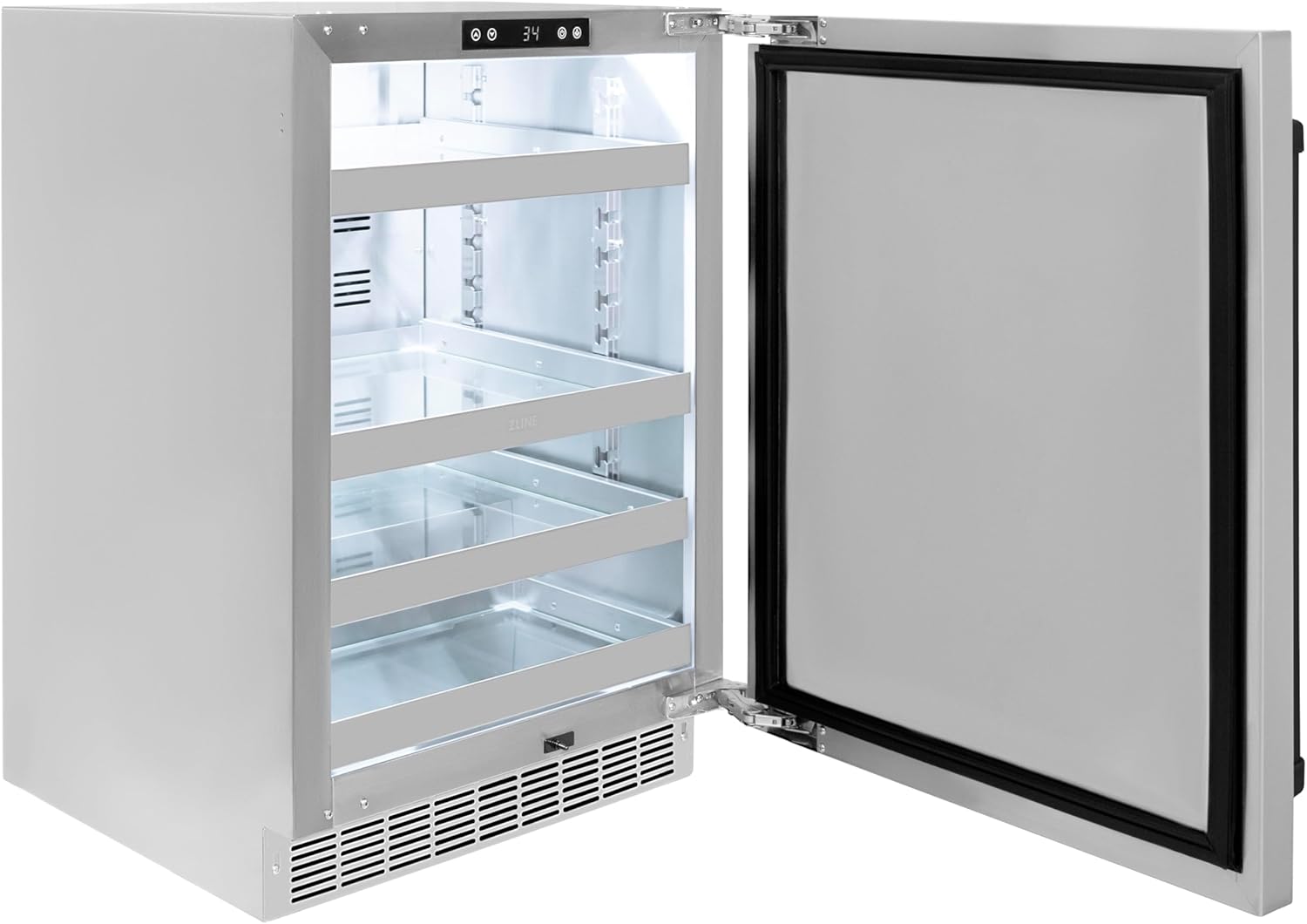 ZLINE Autograph Edition 24 in. Touchstone 151 Can Beverage Fridge With Solid Stainless Steel Door And Matte Black Handle (RBSOZ-ST-24-MB)