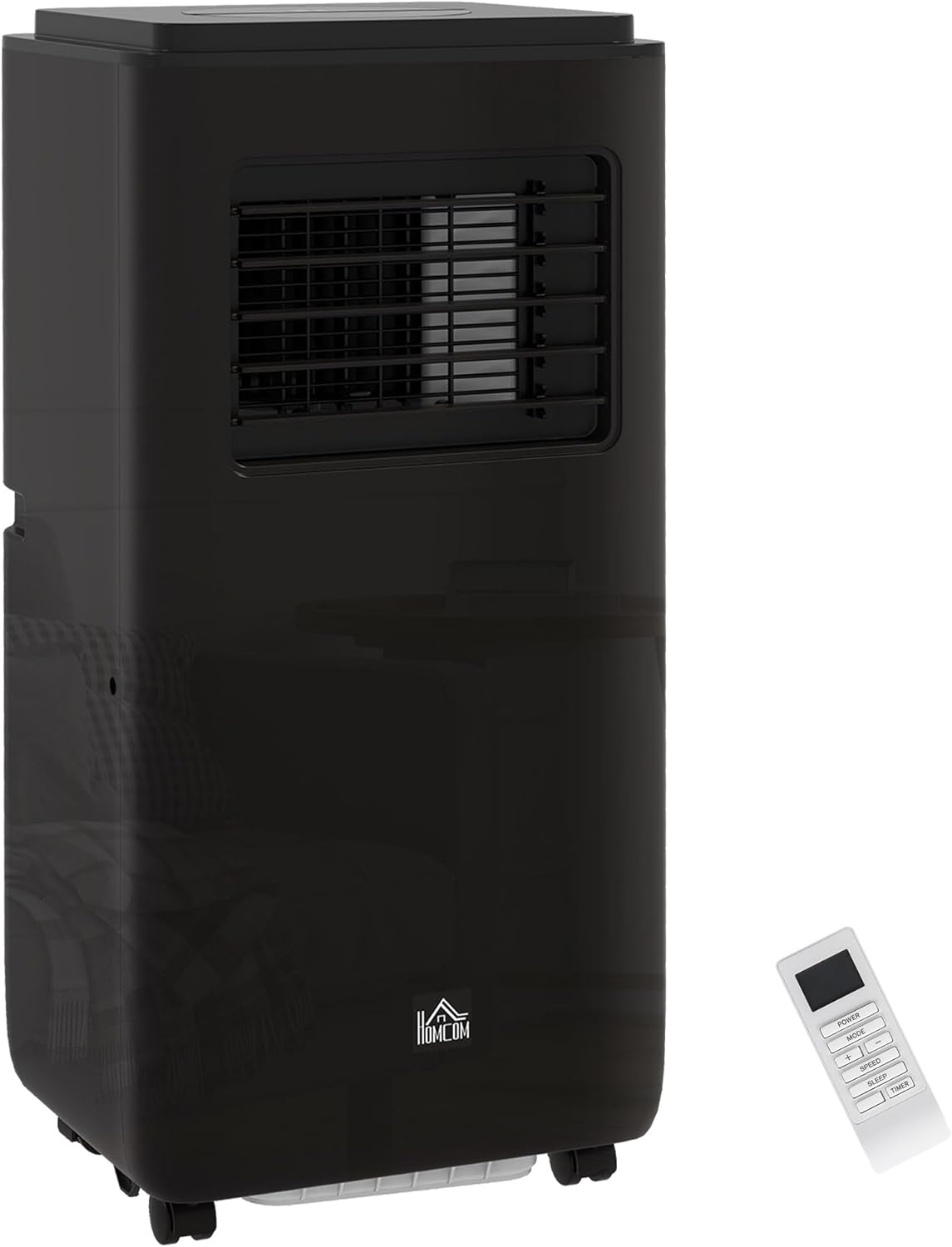 HOMCOM 8000 BTU Portable Air Conditioner for Rooms Up to 345 Sq. Ft., 5-in-1 AC Unit with Dehumidifier, Cooling Fan, Auto, Sleep & Remote, 24H Timer On/Off, Window Installation Kit, Black