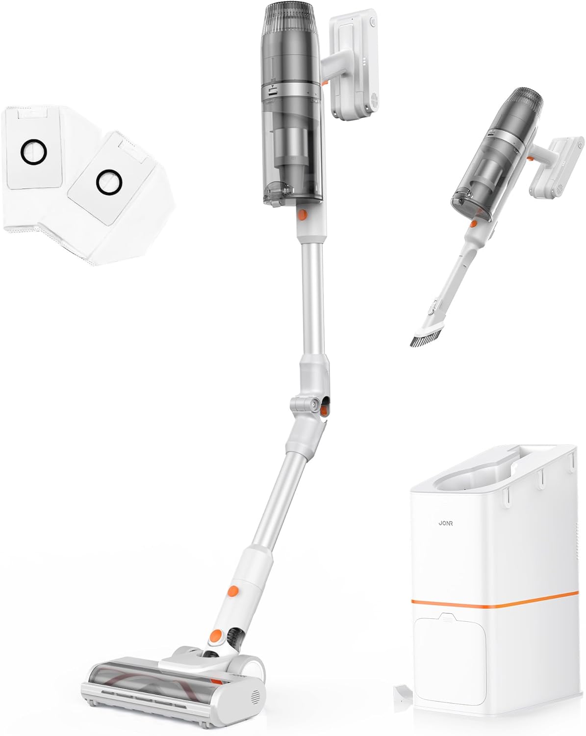 JONR VC08 Pro Cordless Vacuum Cleaner with Auto-Empty Station Powerful Suction, 2.5L Large Dust Bag, 3 in 1 Clean Staion, Rechargeable, Stick Vacuum for Pet Hair, Carpets & Hardfloor