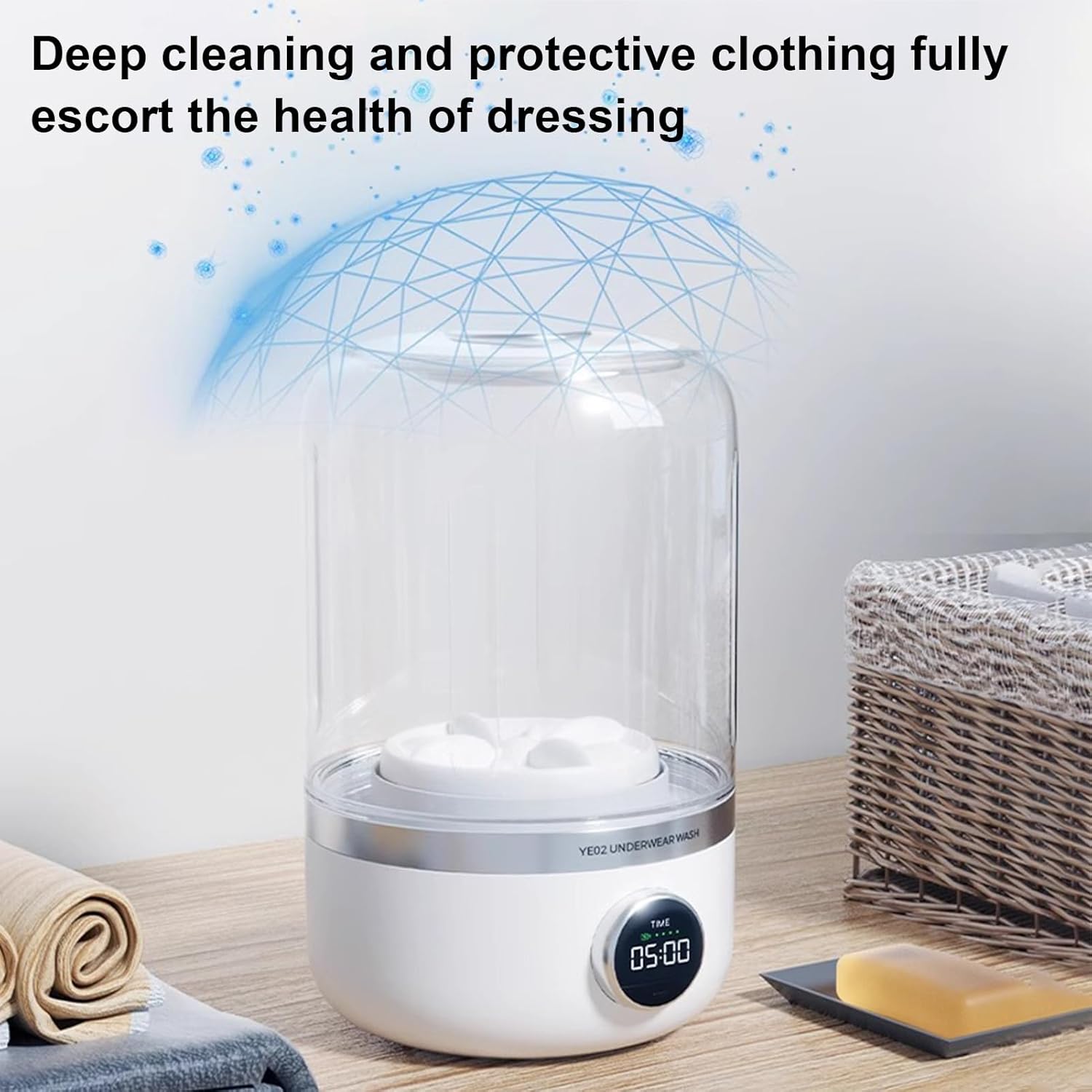 Rechargeable Mini Portable Washing Machine, with 4000mAh 5V 10 W Underwear Washing Machine for Underwear,Baby Clothes,Travel (White)