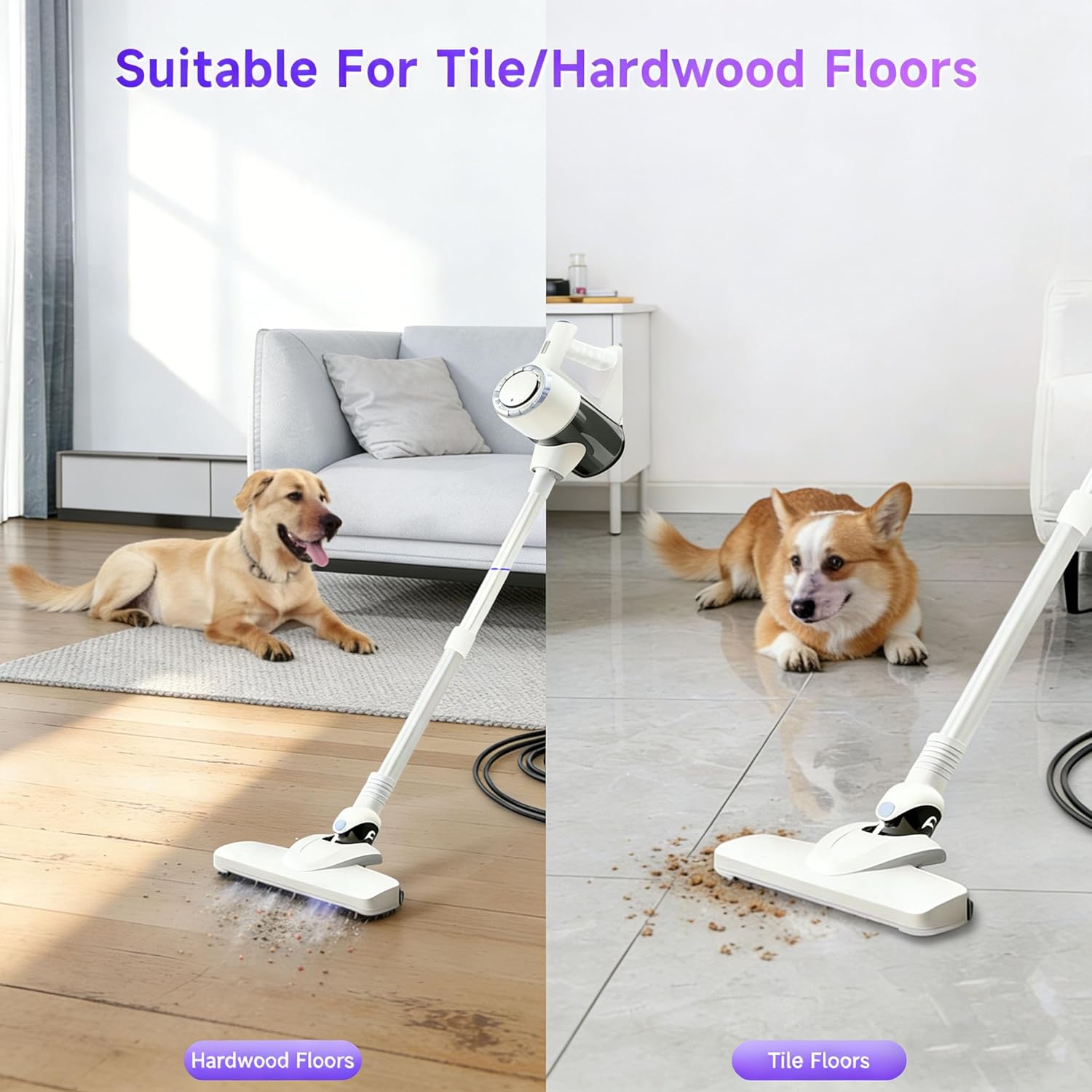 Lightweight Corded Stick Vacuum Cleaner | 33 ft Extra-Long Power Cable | 600W 17Kpa Suction | 1.5L Dust Cup | Washable HEPA Filter | for Hard Floors, Tiles, Convertible to Handheld