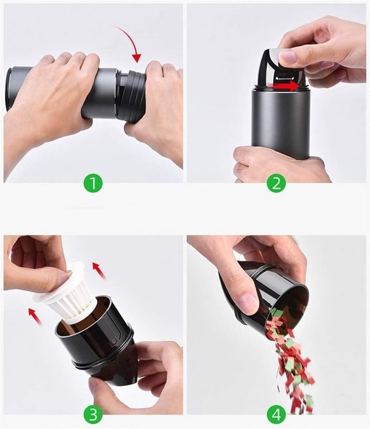 Portable Cordless Car Vacuum, Wet/Dry Handheld Auto Vacuum Cleaner with 5300pa Strong Suction, USB Rechargeable Mini Car Cleaning for Home Office Cleaning (Color : Gray)