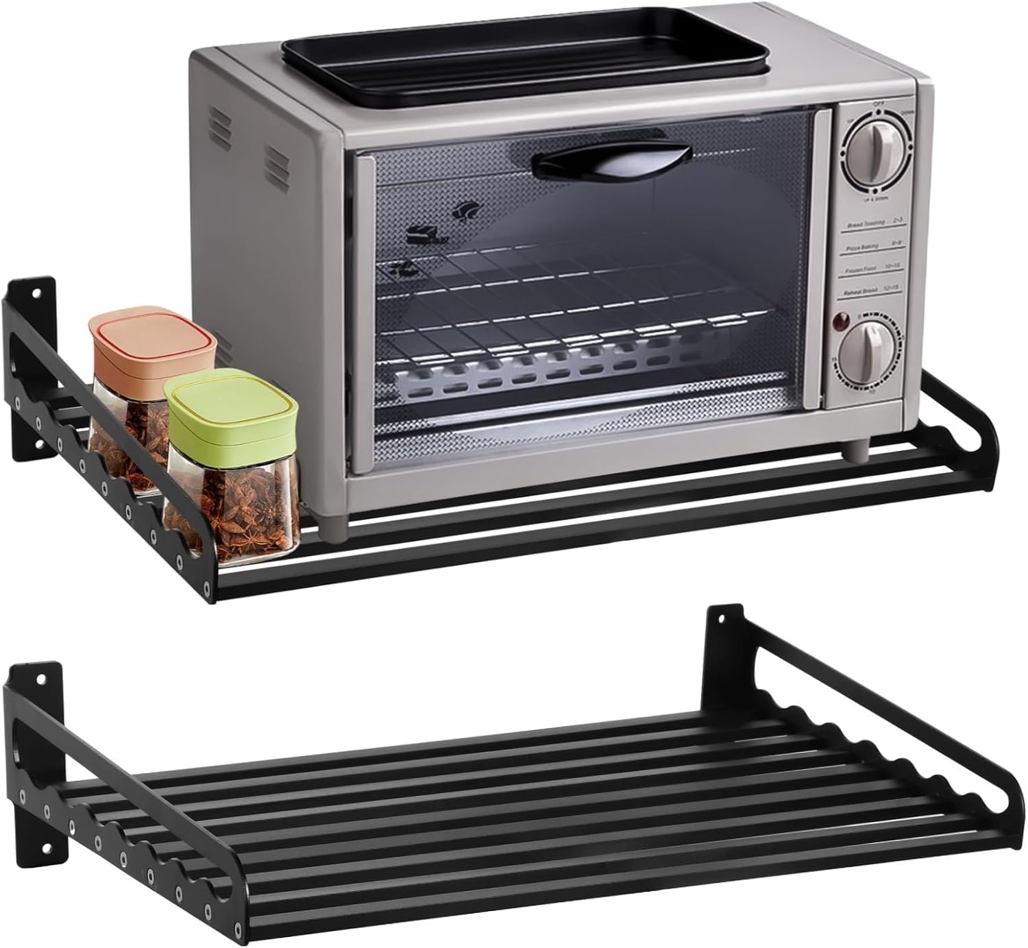 Kitchen Wall-Mounted Microwave Oven Rack, 23.6 X 15.6 Inches for Pans, Pots, and Small Appliances