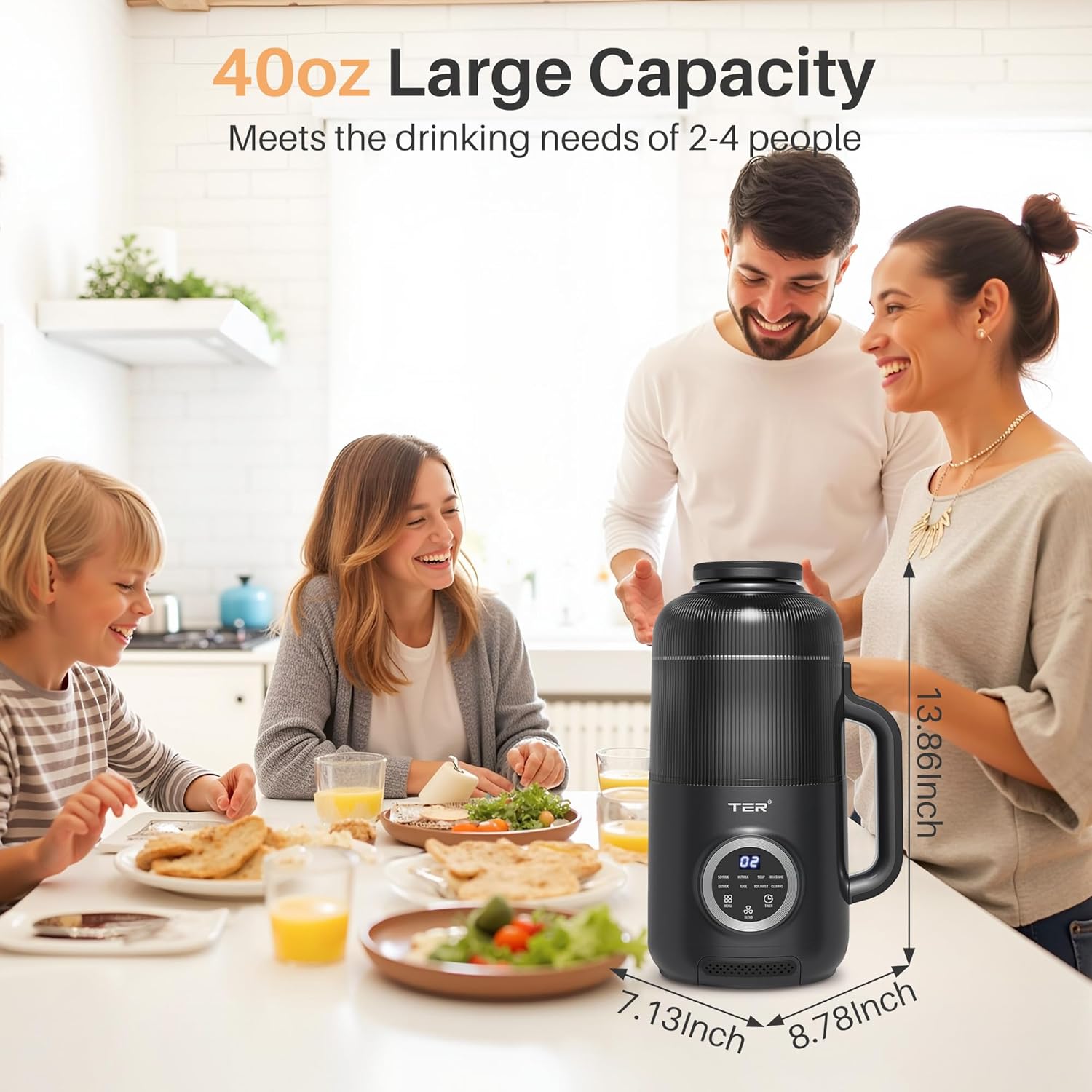 10-in-1 Nut Milk Maker, Electric Bean and Nut Milk Machine, 40oz Soy Milk Maker Blender for Homemade Almond, Oat, Soy, Coconut, Juice, Milkshake with Delay Start/Boil Water/Keep Warm/Auto-Clean