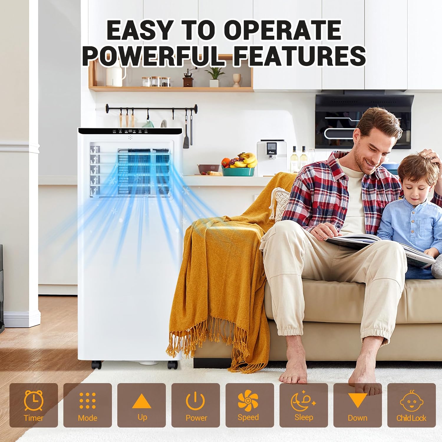 8000 BTU Portable Air Conditioners, 3-In-1 Modes Portable AC Unit with Remote, 2 Wind Speed Digital Display/24Hrs Timer/Installation Kit for Home Office