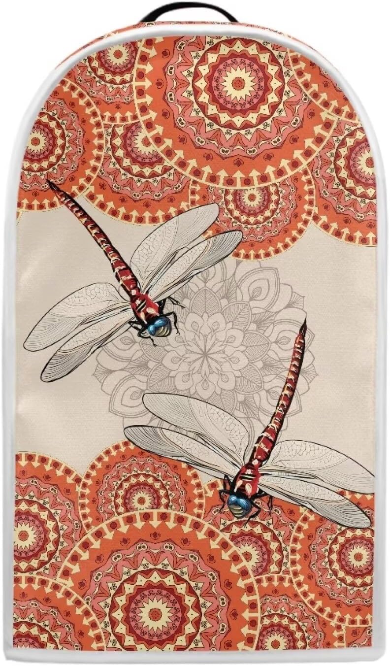TODIYADDU Dragonfly Floral Blender Cover Orange Mandala Stand Mixer Cover with Top Handle Personalized Coffee Machine Cover Food Processor Dust Cover Lightweight Blender Dust Cover Decorations.