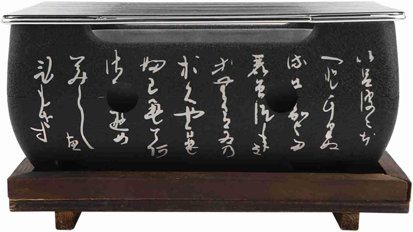 Japanese BBQ Grill Food Charcoal Stove Stainless Steel Grilling Net Insulated Wooden Pallet Convenient Independent Carbon Trough Barbecue Stove for Household Barbecues