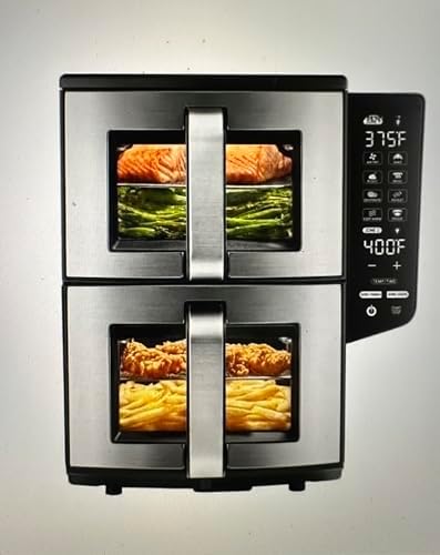 Gourmia (GAF1190) Double Decker Dual Basket Air Fryer 11QT – Extra Large Capacity, Independent Cooking Zones, Rapid Air Circulation Technology, 8 Preset Functions, Dishwasher-Safe Baskets