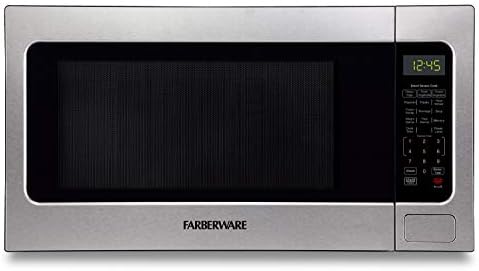 Farberware 2.2 Cu. Ft. Countertop Microwave Oven – 1100 Watts Power, Smart Sensor Auto Cook Settings, Defrost, Easy Clean and Child Safety Lock - Stainless