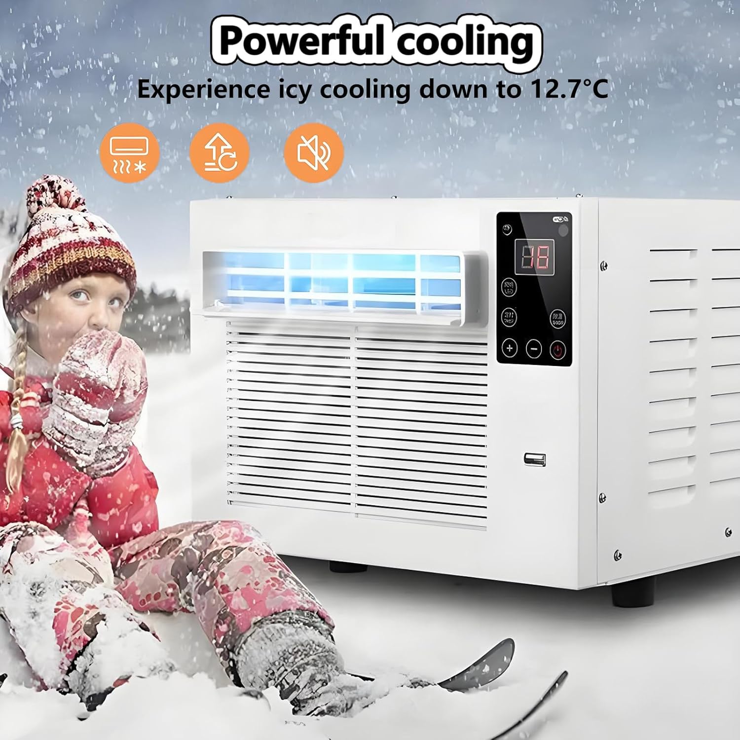 2-in-1 Portable Air Conditioner Compact Size Dehumidifier Mini Air Cooler with Remote Control & 1-12h timer & LED Light Cold AC Unit Personal Air Cooler for Home Bedroom Office