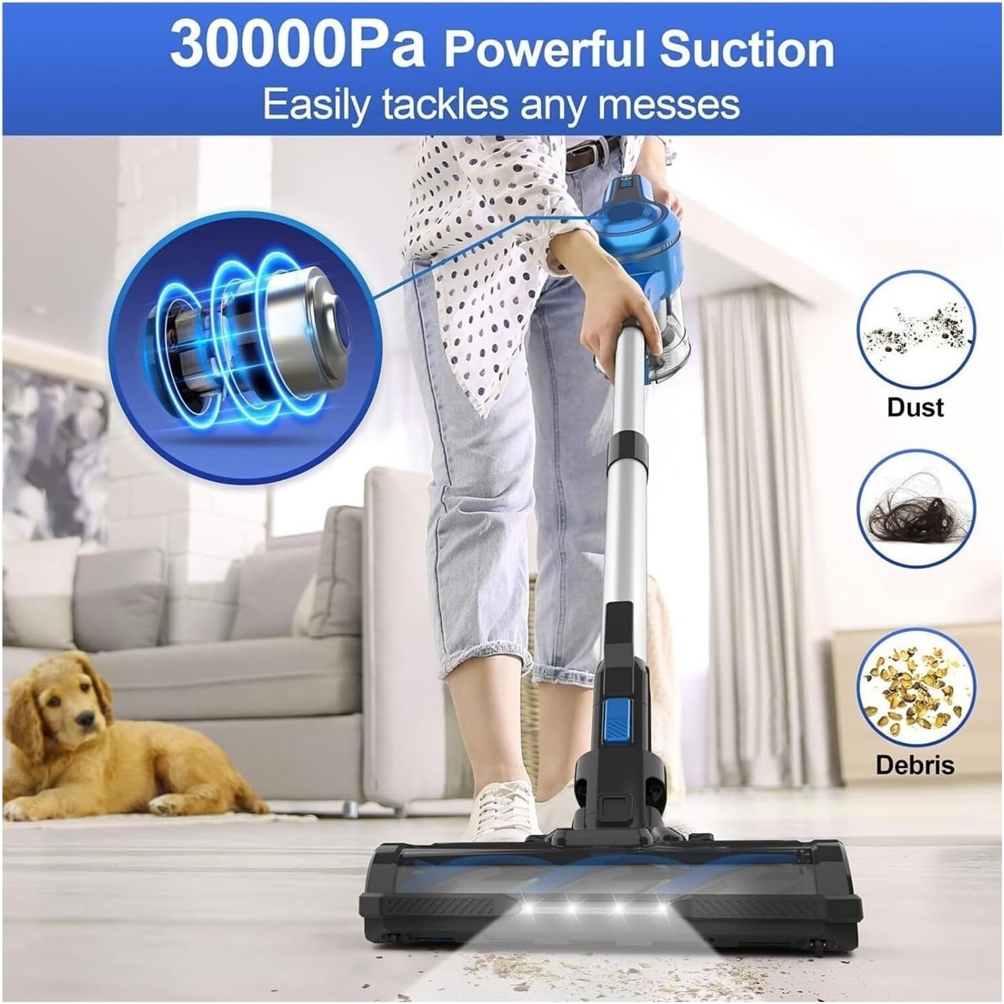 Compatible with INSE S63 Stick Cordless Vacuum Cleaner,30Kpa 300W Suction, 2 Batteries for Long Runtime, Suitable for Hardwood Floor, Home and Car(AU)