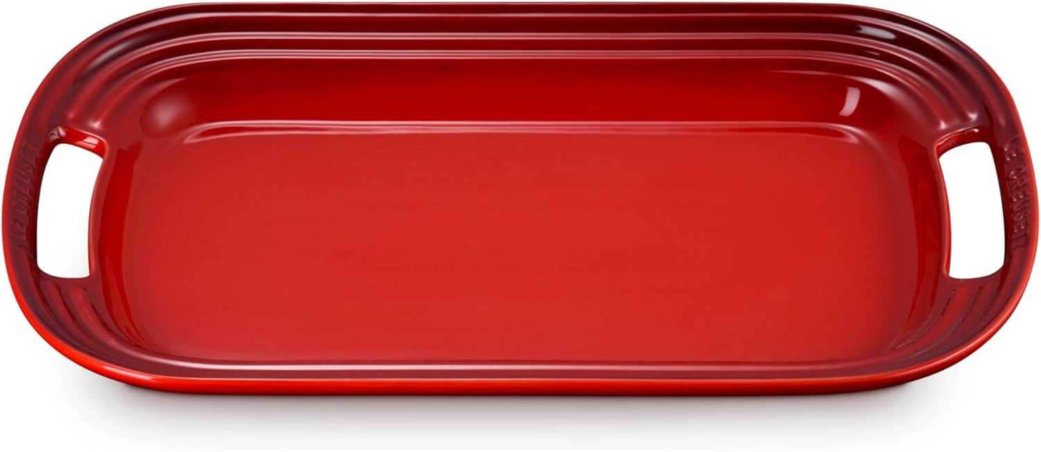 Le Creuset Stoneware Serving Platter, 14 in., Cerise