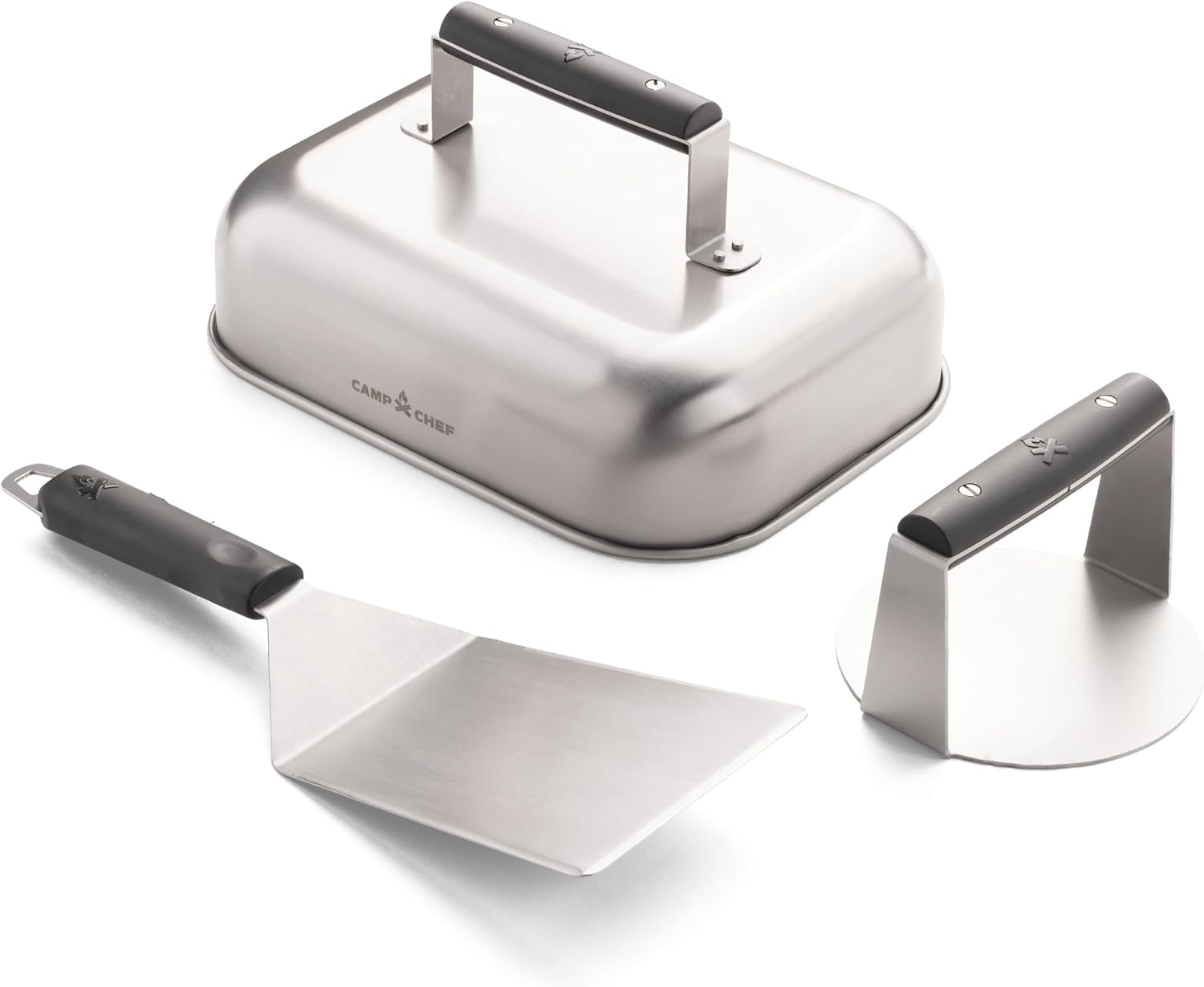 Camp Chef Smashed Burger Kit - Flat-Top Griddle Accessories Include Grill Spatula, Burger Press & Melting Dome