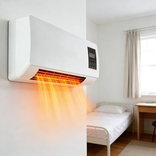 1800W Wall Air Conditioner Wall Mounted Mini AC Unit for Bedroom 2 In 1 Smart Ac Heater with Remote Control, Portable Heater and Fan Combo for RV, Garage, Nursery Heating and Cooling(White)