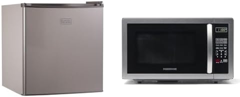 BLACK+DECKER BCRK17V Compact Refrigerator Energy Star Single Door Mini Fridge with Freezer & Farberware Countertop Microwave 1000 Watts, 1.1 cu ft - Microwave Oven