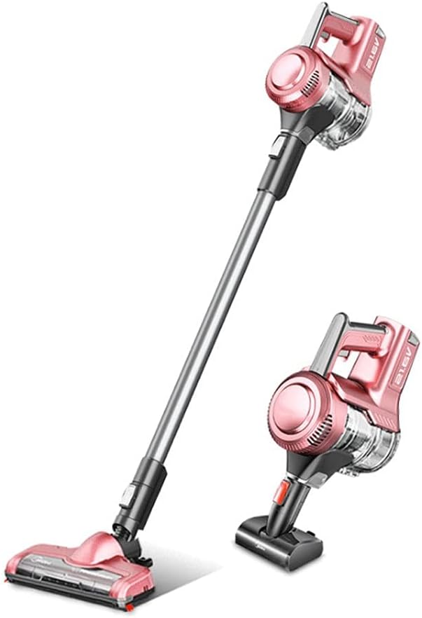 Cordless Vacuum Cleaner, Upright Stick Vacuum, 9Kpa Powerful Suction, Lightweight, Pink, Best for Hard Floor, Carpet, Pet Hair