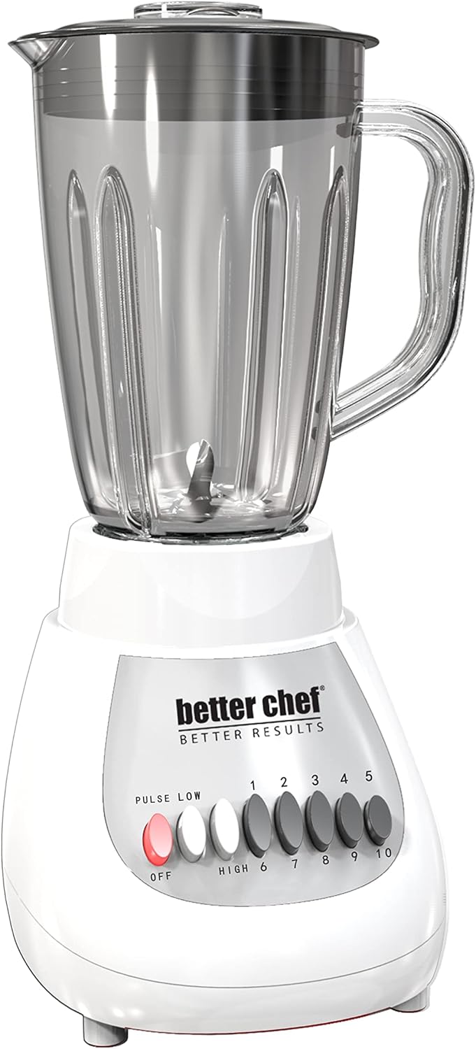 Better Chef Classic 10-speed Blender | 6-cup | BPA-free Acrylonitrile Styrene Polymer Jar (White)